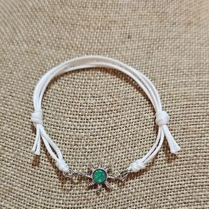 Silver and Green Opal Sun Charm Adjustable Bracelet.